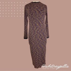 ASOS Dress Bodycon Multicolor red, blue Ribbed Knit Midi Long Sleeve Size 8